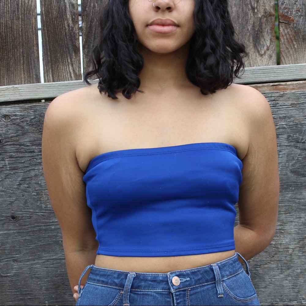 Blue Classic Tube Crop Top 🦋